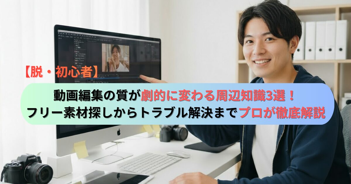 【脱・初心者】動画編集の質が劇的に変わる周辺知識　3選！フリー素材探しから　トラブル解決までプロが徹底解説