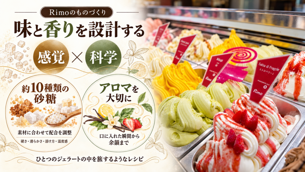 約10種類の砂糖とアロマを生かし、感覚と科学の両面から味を設計するGelateria Rimoのものづくり